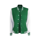 Women's Green and White Varsity Jacket - College Letterman Style